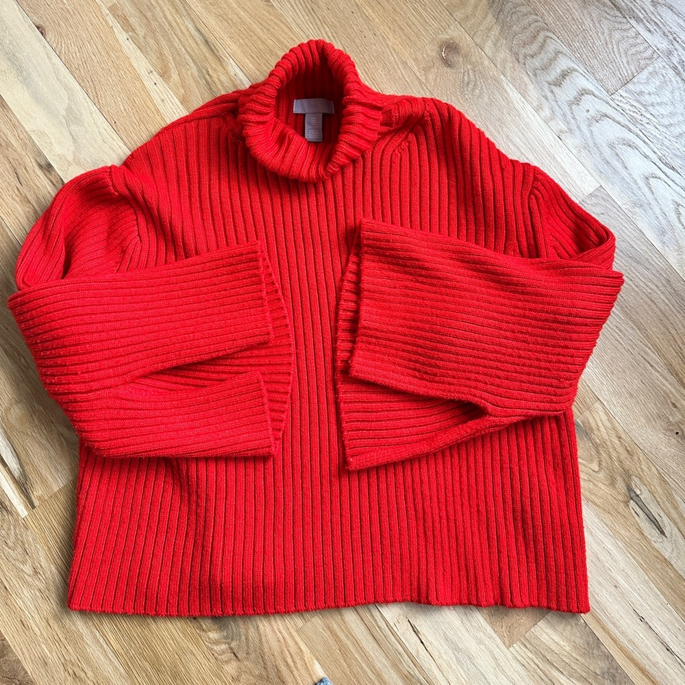 Cozy Red Ribbed Sweater - Picture 2 of 8